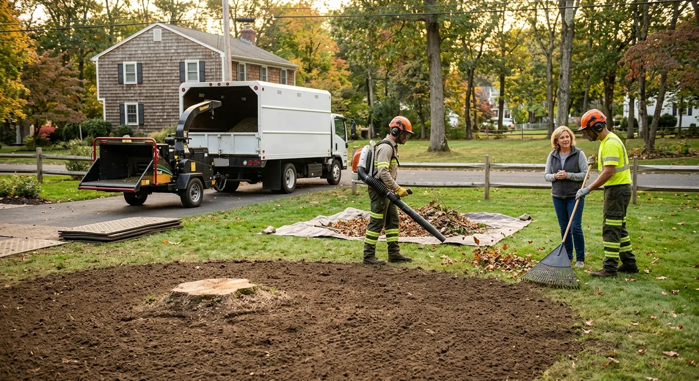 Finished residential yard restored and tidy following tree removal work