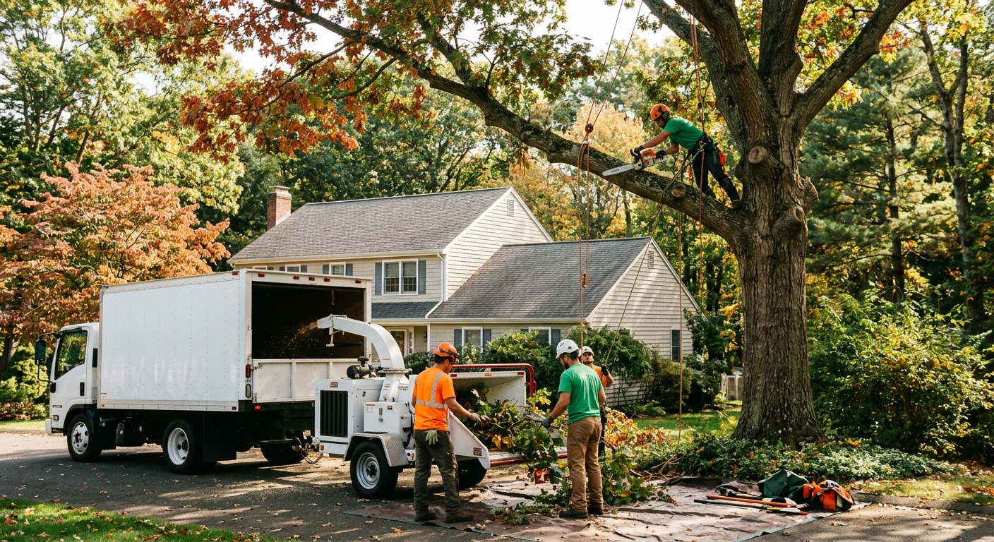 Cleared wooded lot with tree removal equipment on a Shelton property