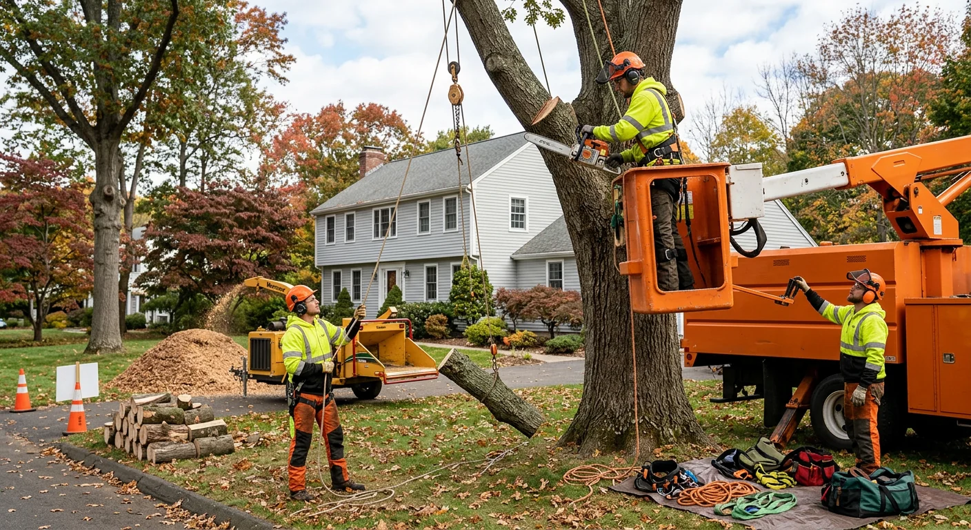 Stump grinder reducing a hardwood stump below grade on a Shelton property