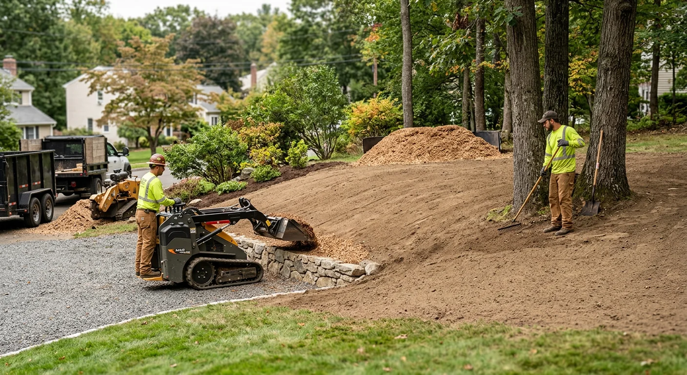 Sloped residential yard in Shelton after multiple stumps removed and graded smooth