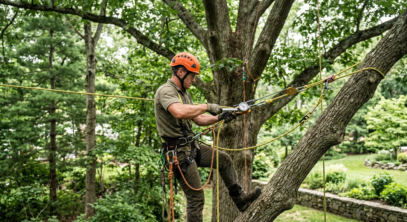 Crew member tensioning a dynamic cable system between two upper limbs