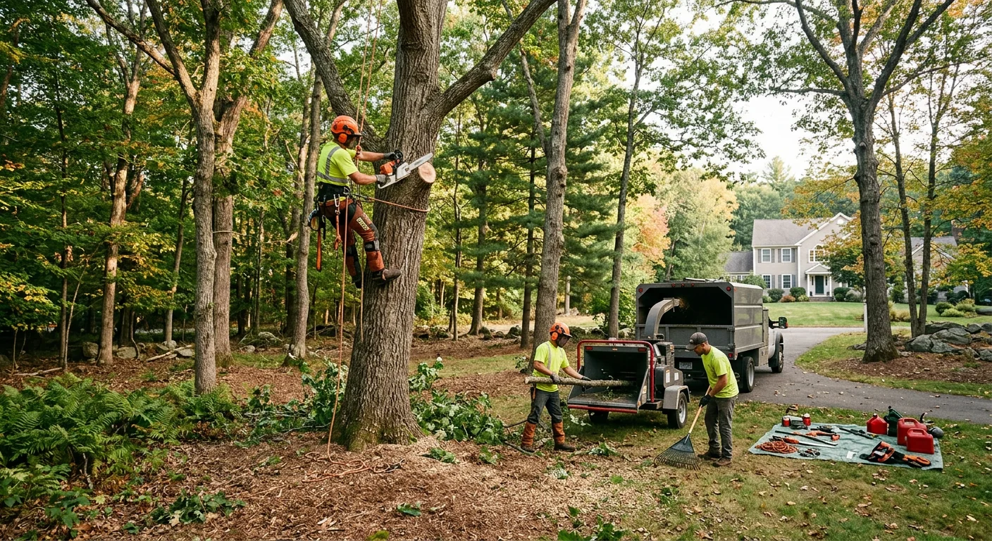 Wide view of a wooded Shelton property after selective structural pruning